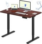 FLEXISPOT E3 Dual Motor Electric Standing Desk 48x30 Inch Whole-Piece Board Height Adjustable Desk Electric Sit Stand Desk (Black Frame + Mahogany Desktop, 2 Packages)