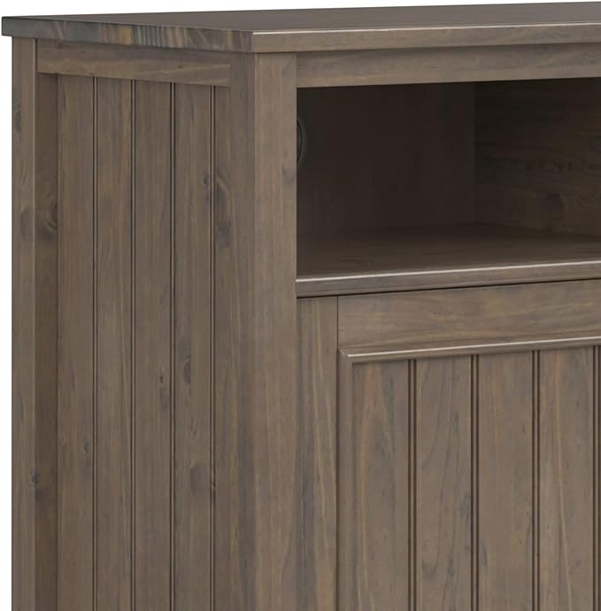 SIMPLIHOME Lev SOLID WOOD 39 Inch Wide Contemporary Medium Storage Cabinet in Smoky Brown, For the Living Room, Entryway and Family Room