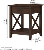 Bush Furniture Key West Nightstand with Drawer, Bing Cherry