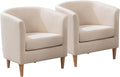 Accent Barrel Chairs Set of 2, Modern Comfy Living Room Chairs with Armrest Small Reading Chair with Cozy Soft Padded for Bedroom Reception Room Cafe, Begie