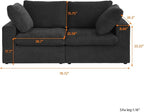 WJShome Love Seat Sofas,80.3" Down Filled Modular Sectional Sofas for Living Room,Cushion Covers Removable, Customizable Modular Sectional Couch for Apartment(Black)