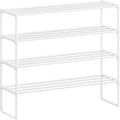 SONGMICS Shoe Rack, 4-Tier Shoe Organizer, Metal Storage Shelf, Upright or Upside Down, for 20-25 Pairs, Stackable, for Entryway, 11.8 x 36.2 x 29.1 Inches, Pearl White ULSA014WK01