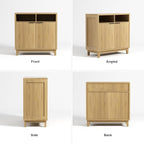 Buffet Cabinet with Storage - Elegant Fluted Storage Cabinet with Adjustable Shelves and Solid Wood Leg, Modern Buffet Sideboard for Living Room, Dining Room, Entryway