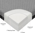 Milliard Dual Sided Premium Tri Folding Mattress, Memory Foam Foldable Mattress with Waterproof Washable Cover + Bonus Eye Mask Included