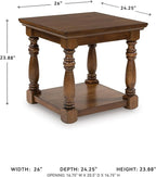 Signature Design by Ashley Sturlayne Classic End Table with Open Shelf, Light Brown
