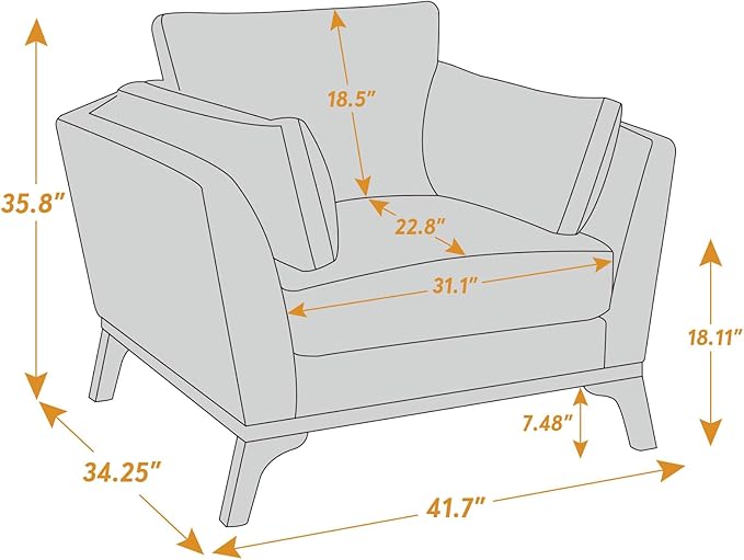 VANOMi Large-Sized Accent Chair, Thick Cushion Bedroom Reading Chair, Comfortable Living Room Single Sofa， Boucle Dark Gray