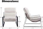 LukeAlon Modern Sherpa Accent Armchairs Set of 2, Upholstered Living Room Chairs with Metal Base Thickened Cushion Single Sofa Chairs Comfy Lounge Chairs for Bedroom Living Room, White