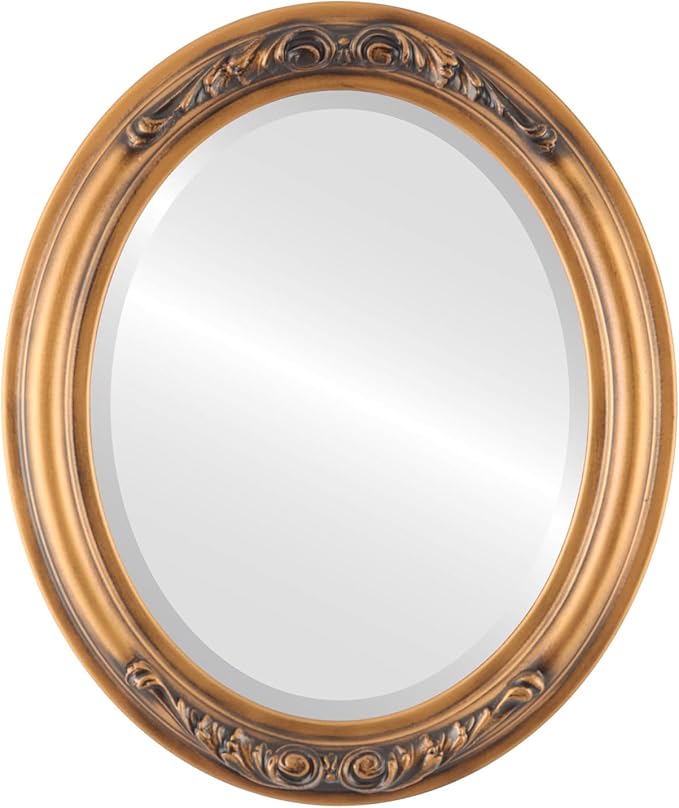 OVALCREST Oval Beveled Wall Mirror for Home Decor - Florence Style - Sunset Gold - 44" x 34"