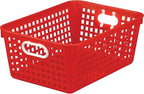 Really Good Stuff Large Plastic Book Baskets, 13.25" by 10" by 5.5" - 12 Pack, Red, Classroom Library Organizer, Toy Storage, Multi-Purpose Organizer Basket