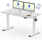 FLEXISPOT EN1 One-Piece Standing Desk 55"x28" White - 1" Thick Desktop, Home Office Use, Height Adjustable with 4 Memory Presets, Supports Multiple Monitors, 2 Packages