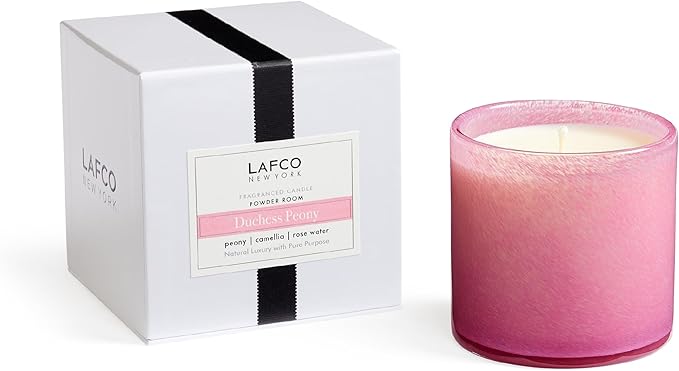 LAFCO New York Signature Candle, Duchess Peony - 15.5 oz - 90-Hour Burn Time - Reusable, Hand Blown Glass Vessel - Made in The USA