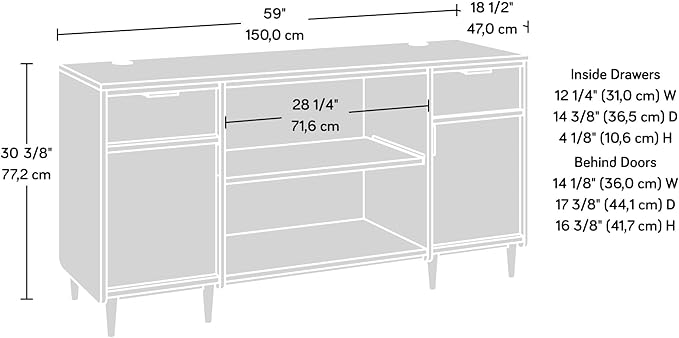 Sauder Clifford Place Credenza, Grand Walnut finish