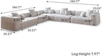 JACH V-Shaped Modular Sectional Sofas for Living Room, Modern Cloud Couch, Mid Century Modern Modular Sofa, Cozy Sleeper Sofa for Living Room (Linen Fabric, White)