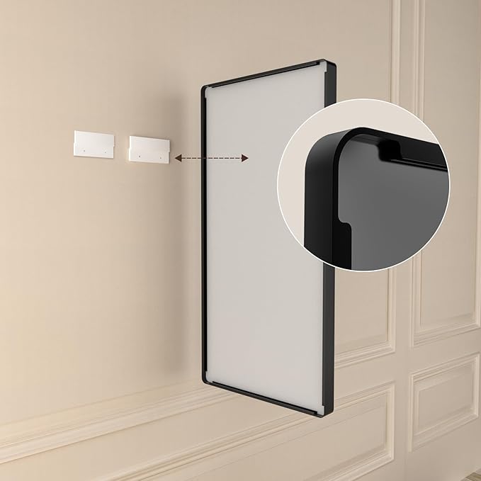 Rectangle Black Bathroom Mirror 60x28 Inch, Large Matte Black Bathroom Vanity Mirror,Round Corner Black Metal Framed Mirror for Wall,Anti-Rust,Tempered Glass (Horizontal/Vertical)