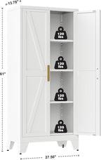 Large Metal Kitchen Pantry Cabinet with Adjustable Shelves - Freestanding Kitchen Storage Cabinet for Dining Room,Livingroom Bathroom, Hallway, Workshop, Office (White, 61"- 0 Drawer)