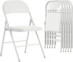 6 Pack White Folding Chairs with Comfortable Cushion and Back, Portable & Foldable Indoor Outdoor Chairs with Durable Metal Frame for Office/Party/Events/Kitchen/Dinning/Wedding, 330lbs Capacity