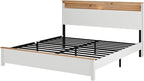 King Bed Frame, Wood Platform Bed Frame with Storage Headboard, Charging Station, Modern Bedframe King Size, 800lbs Capacity, Metal Slat Support, Noise-Free, No Box Spring Needed, White