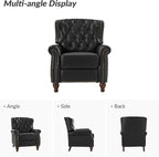 HULALA HOME Genuine Leather Recliner Chair with Solid Wood Feet, Modern Adjustable Tufted Push Back Arm Chair w/Rivet Decoration, Home Theater Seating Single Reclining Sofa for Living Room, Black