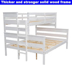 Upgraded Version Thicken Solid Wood Twin XL Over Queen Bunk Bed, Stronger Queen Size Bunk Bed Frame, Convertible into 2 Beds for Adult, Easy to Assemble (White,Twin XL Over Queen)