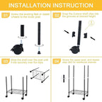Simple Deluxe Heavy Duty 6-Shelf Shelving, 29.92'' D x 13.98'' W x 71.65'' H Adjustable Wire Shelving with Hanging Hooks and Wheels, Black