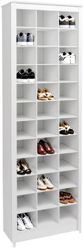 Prepac White Tall Storage Cabinet, Shoe Cabinet, Entryway Furniture with 36 Shoe Cubbies 13"D x 23.5" W x 72.5" H