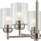 Kichler Winslow 19.75" Chandelier in Brushed Nickel, 5-Light Chandelier for Dining Room, Living Room, or Bedroom, Clear Seeded Glass, (19.75" W x 16" H), 44030NI