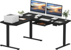 SANODESK L Shaped Electric Standing Desk with Drawer, 63 Inch Ergonomic Adjustable Height Desk with Storage, Corner Desk Sit Stand up Computer Table for Work Office Home, Black