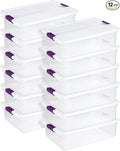 Sterilite 12-Pack 32 Quart ClearView Latch Box, Stackable Organizer Bins with Latching Lids - Clear Plastic Organization Containers for Closet, Bedroom, Shelving Units and Everyday Home Storage