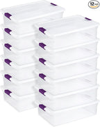 Sterilite 12-Pack 32 Quart ClearView Latch Box, Stackable Organizer Bins with Latching Lids - Clear Plastic Organization Containers for Closet, Bedroom, Shelving Units and Everyday Home Storage