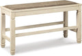 Signature Design by Ashley Bolanburg Double Upholstered Bench, Counter Height, Whitewash