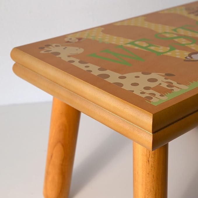 Let’s Make Memories Personalized My Own Name Step Stool - Children’s Step Stool - Sturdy Wood – Non-Toxic Paint, Sealer - Dinosaur Design - Espresso - 14’Wx9.25”Lx8.75”H - Ages 3+