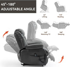 Luxlen Electric Power Lift Recliner Chair with Vibration Massage and Heat, Faux Leather Reclining Chairs for Elderly with Remote Controls, Side Pockets, Big and Tall Recliner, Gray