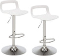 NOBPEINT NOB Contemporary Chrome Air Lift Adjustable Swivel Bar Stool (White, Set of 2)