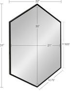 Kate and Laurel McNeer Large Hexagon Metal Wall Mirror, 31x22, Black