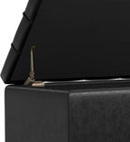 SIMPLIHOME Sienna 33 inch Wide Transitional Rectangle Storage Ottoman Bench in Distressed Black Vegan Faux Leather, Assembled, for The Living Room, Entryway and Family Room