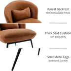HEAH-YO Modern Accent Chairs Set of 2, Living Room Chairs with Barrel Backrests, Upholstered PU Faux Leather Armless Chairs for Bedroom, Brown
