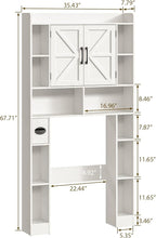 Farmhouse Storage Cabinet Over Toilet with Barn Doors，Over The Toilet Storage Cabinet, Home Space-Saving Toilet Rack, for Bathroom, Restroom, Laundry.