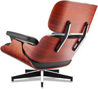 Top Black Grain Leather, Mid Century Chaise Lounge Chair and Ottoman, Modern Chair Classic Design, Heavy Duty Base Support for Living Room Study Lounge Office, Darkrosewood