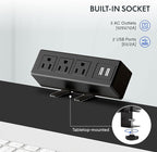 FLEXISPOT EN2 Whole-Piece Standing Desk with Clamp Power Strip, 48x24'' Electric Stand Up Height Adjustable Desk with Cable Management (Black Frame + 48" Black Table Top)