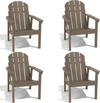 Adirondack Chair Set of 4, All Weather HDPE Fire Pit Chairs, Oversized Plastic Adirondack Chair for Outdoor, Balcony, Deck, Backyard, Patio, Garden, Poolside, Lawn Brown