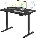FLEXISPOT E3 Dual Motor Electric Standing Desk 48x30 Inch Whole-Piece Board Height Adjustable Desk Electric Sit Stand Desk (Black Frame + Black Desktop, 2 Packages)
