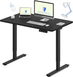 FLEXISPOT E3 Dual Motor Electric Standing Desk 48x30 Inch Whole-Piece Board Height Adjustable Desk Electric Sit Stand Desk (Black Frame + Black Desktop, 2 Packages)