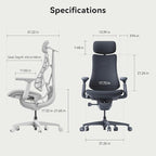 LiberNovo Dynamic Ergonomic Office Chair - Comfy Adjustable Desk Chair with Adaptive Lumbar Support, 160° Recline & Built-in Spine Stretch for Back Comfort, Home Office Long Hours Use, Black+48cm