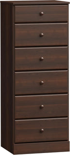 Prepac Astrid Tall Brown Dresser: 16.5"D x 19.75"W x 50"H, 6-Drawer Chest for Bedroom by Prepac - Perfect Chest of Drawers for Ample Storage