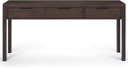 SIMPLIHOME Hollander Console Table - 60 Inch Wide Solid Wood Sofa Table in Warm Walnut Brown, Contemporary Storage Table for Entryway or Living Room with 3 Drawers and Sleek Metal Hardware