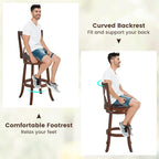 COSTWAY Bar Stools Set of 4, 360° Swivel Chairs with Rubber Wood Frame, 30-Inch PU Leather Cushioned Seat and Footrests, for Kitchen Island, Dining Room, Bar (Brown-30 inches, 4 stools)