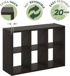 Furinno CUBICLE Book Shelf, 6-Cube Thick Frame Bookshelf, Horizontally & Vertically Reversible Bookcase with Open Back, 14.6 x 43.8 x 30, for Living Room, Bedroom, Home Office, Black Dark Oak