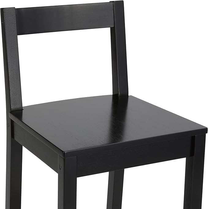 Amazon Basics Wooden Bar Stool with Backrest 24", Black, 1 Unit