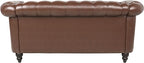 LEVNARY Leather Sofa, Chesterfield Tufted Upholstered 2 Seater Couch, Modern Loveseat Couch Classic Furniture for Living Room Bedroom (Dark Brown)