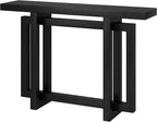 Henn&Hart 44'' Wooden Rectangular Console Table Entryway Table, Sofa Table for Entryway, Living Room, Couch, Hallway, or Office, Black Grain